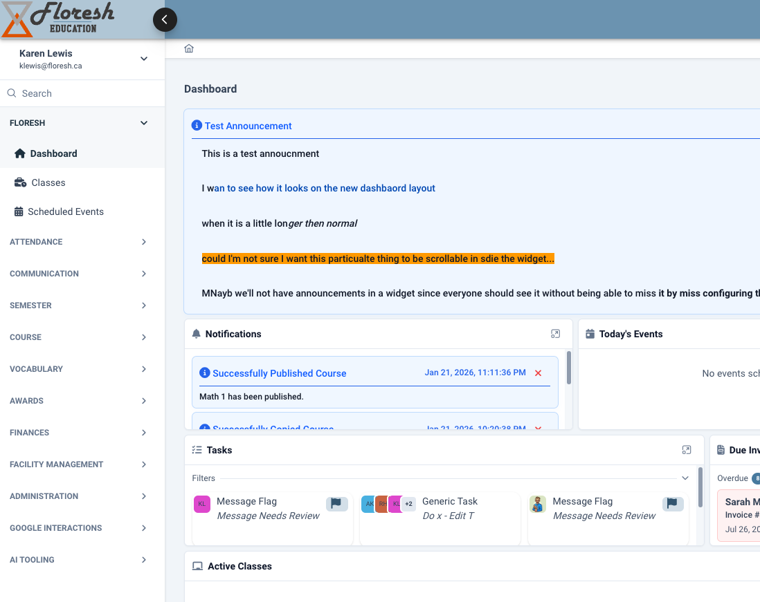 School dashboard